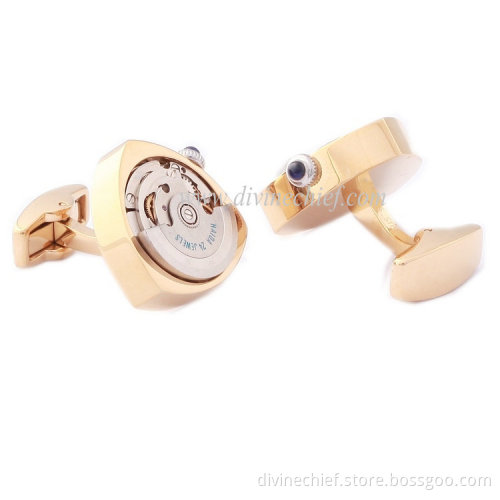 Novelty Love Shape Watch Movement Cufflinks Stainless Steel Black Plated Cufflinks